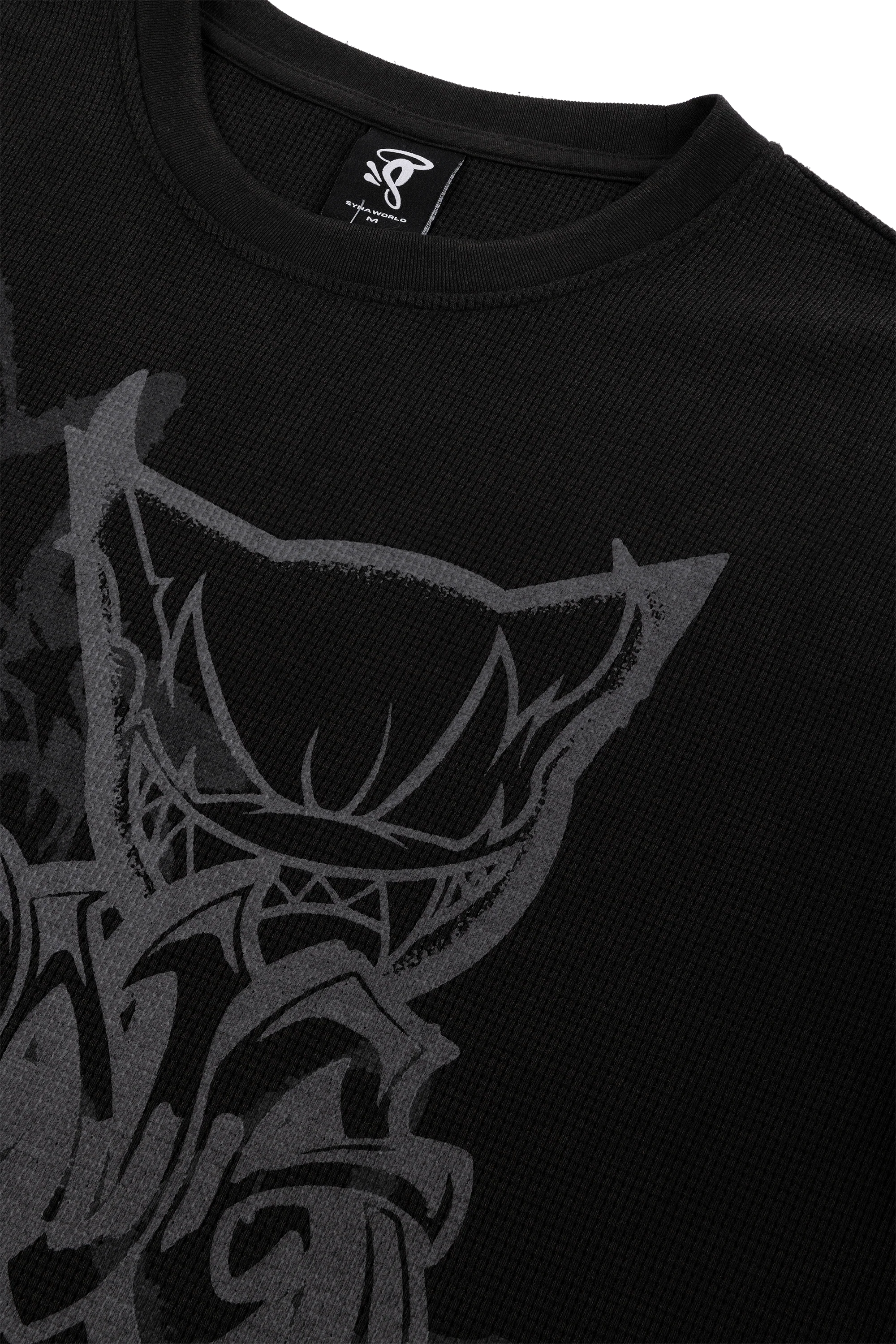 DVL WAFFLE LS TEE - WASHED BLACK - Image 3