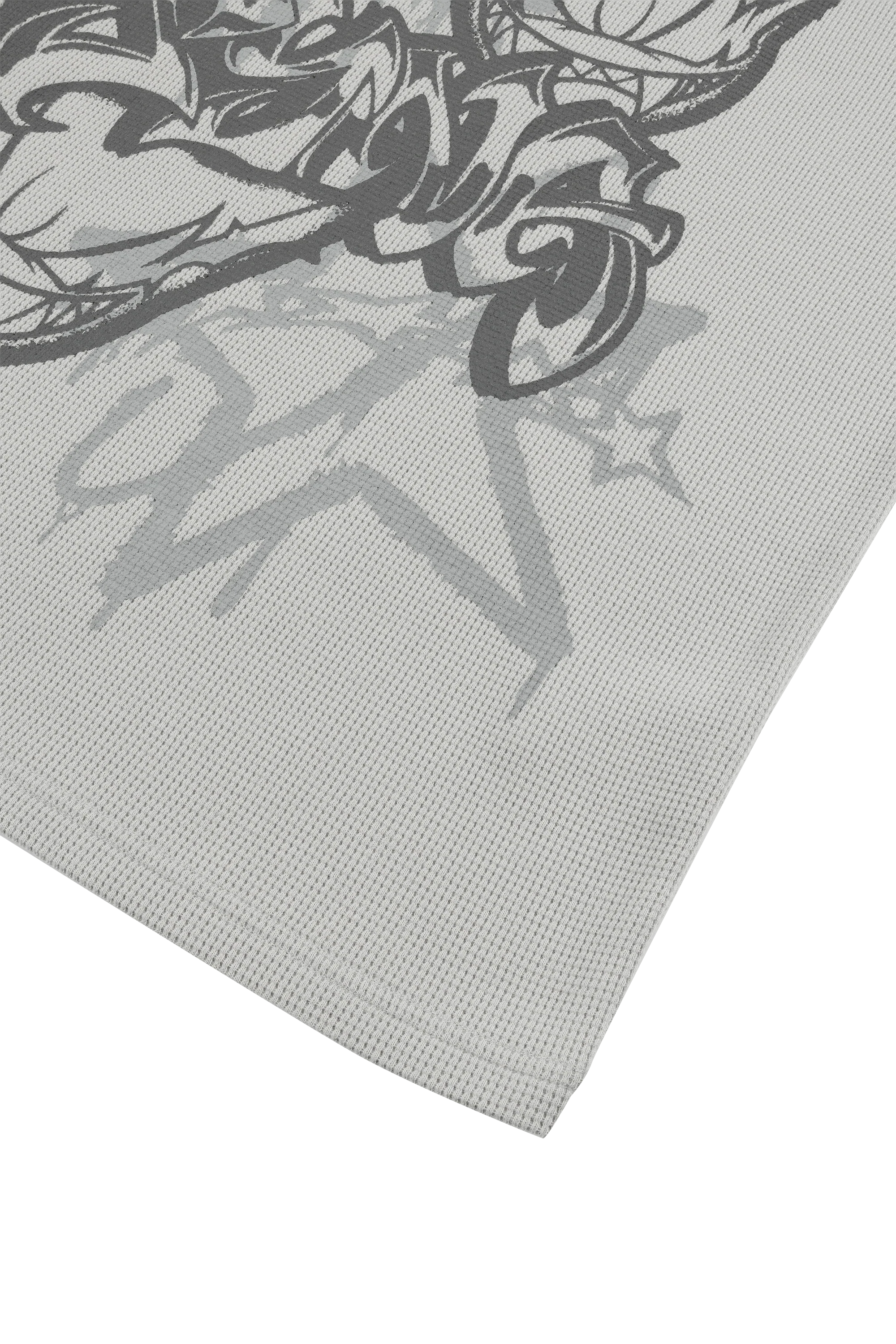 DVL WAFFLE LS TEE - WASHED LIGHT GREY - Image 4