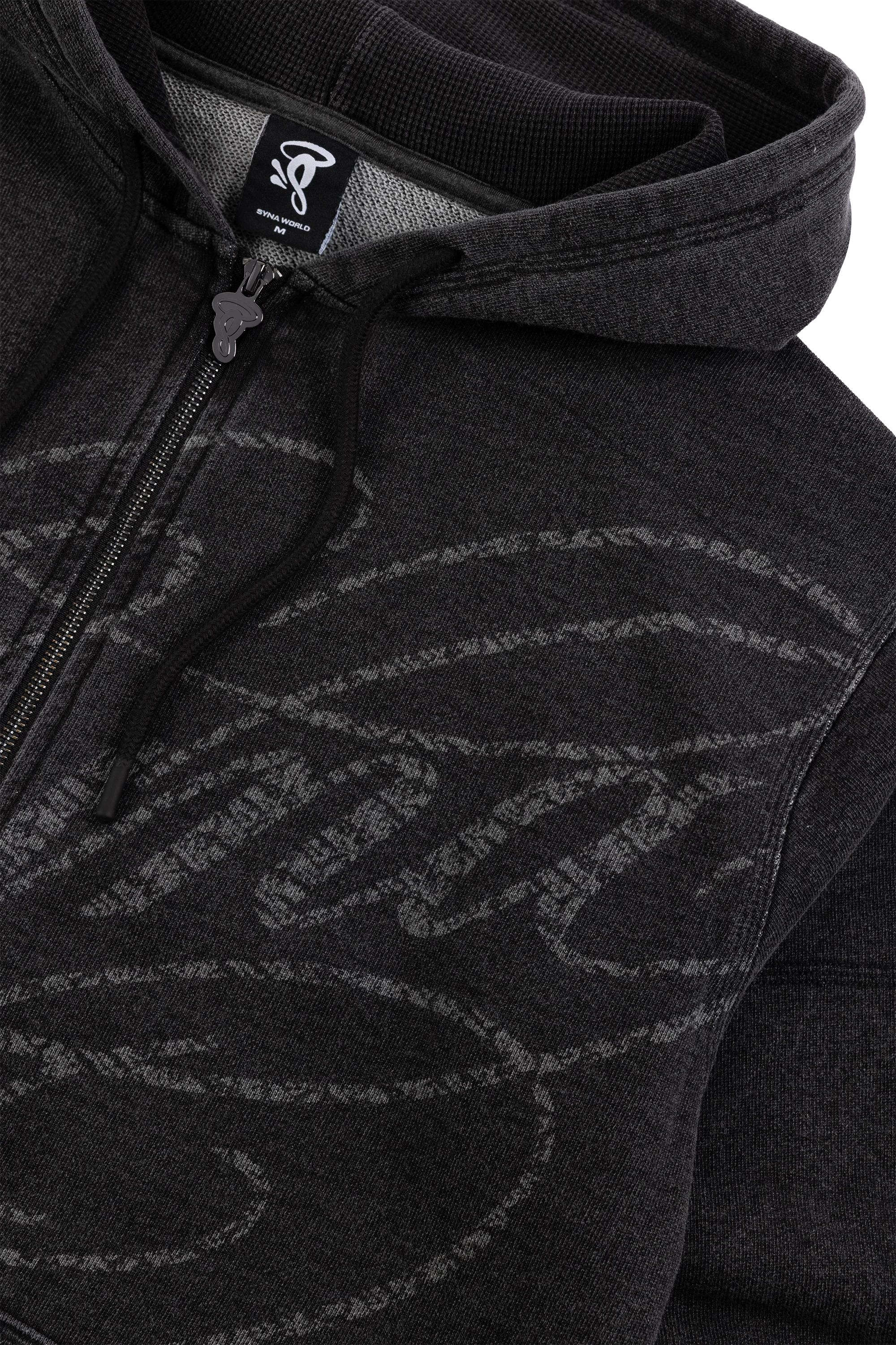 FADED SCRIPT HOODED TOP - DARK GREY - Image 3