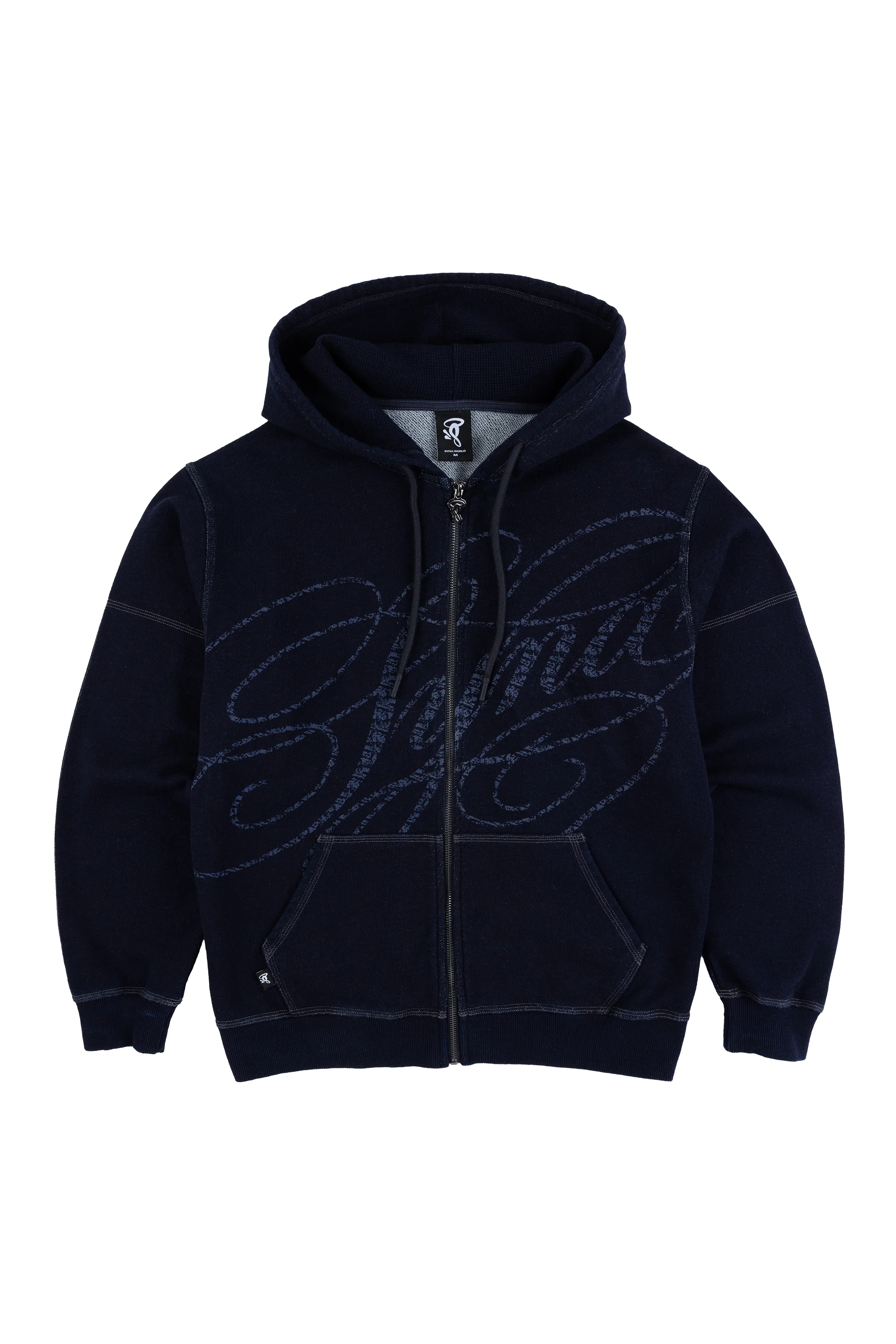 FADED SCRIPT HOODED TOP - INDIGO