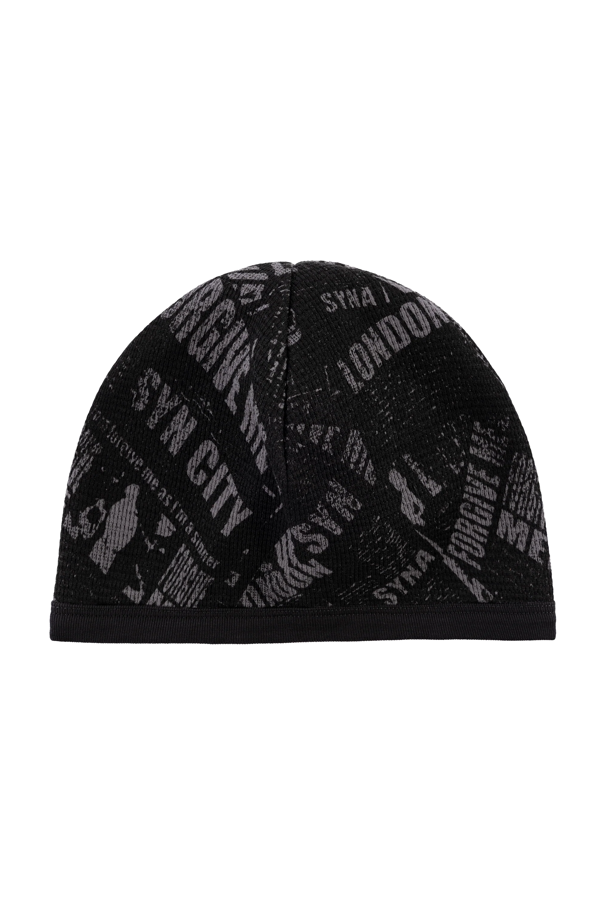 NEWSPAPER WAFFLE BEANIE - BLACK