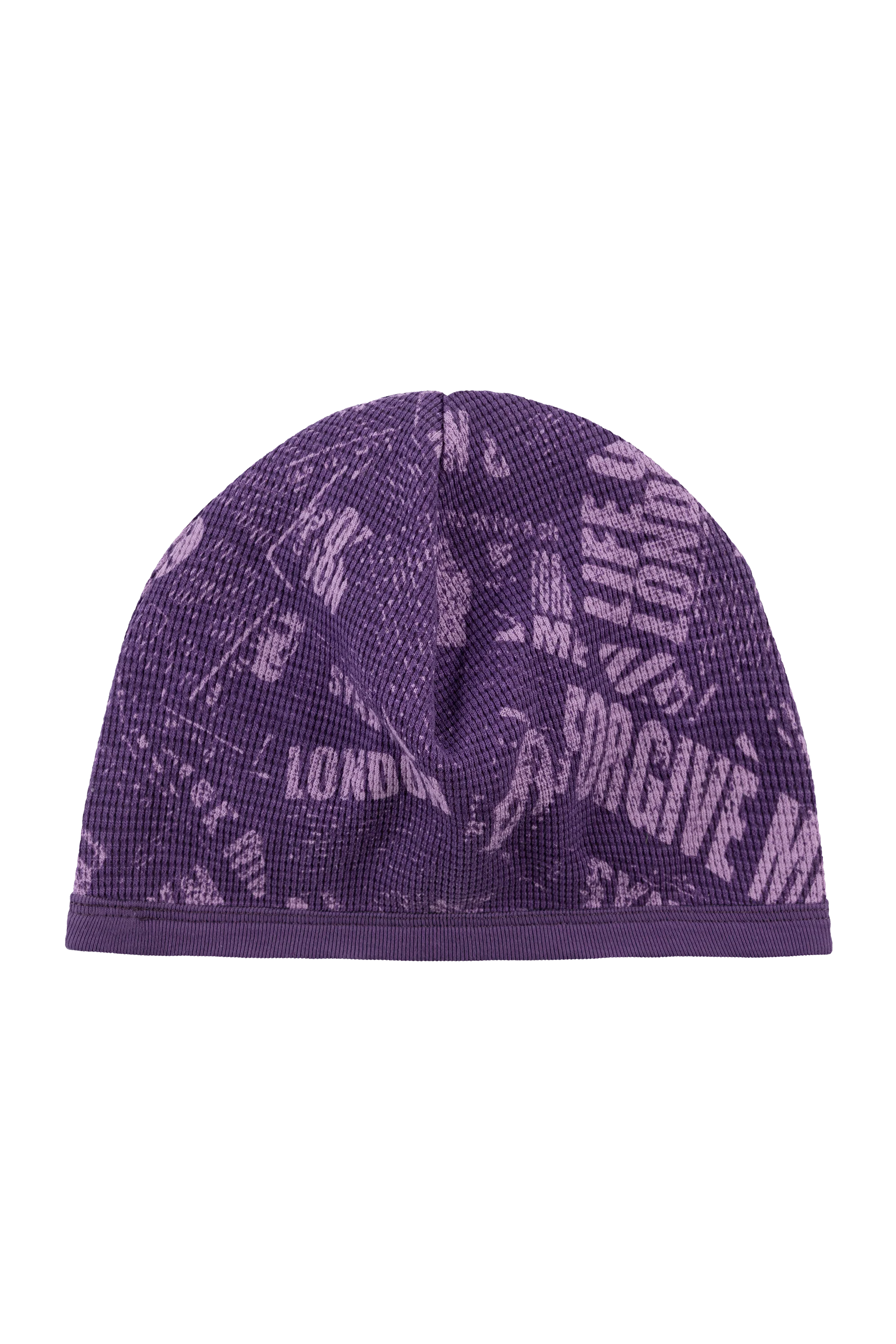 NEWSPAPER WAFFLE BEANIE - PURPLE