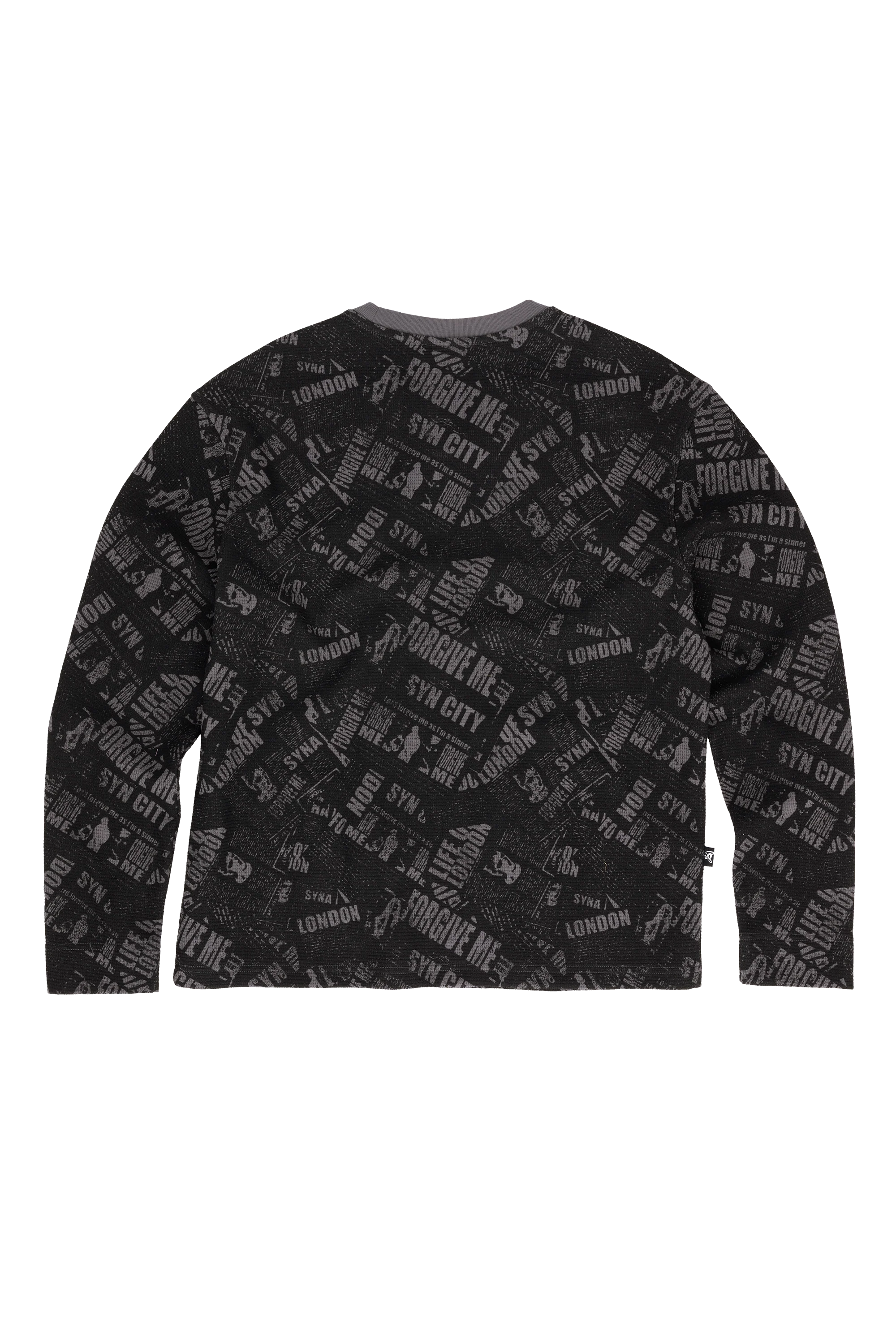NEWSPAPER WAFFLE LS TEE - BLACK - Image 2