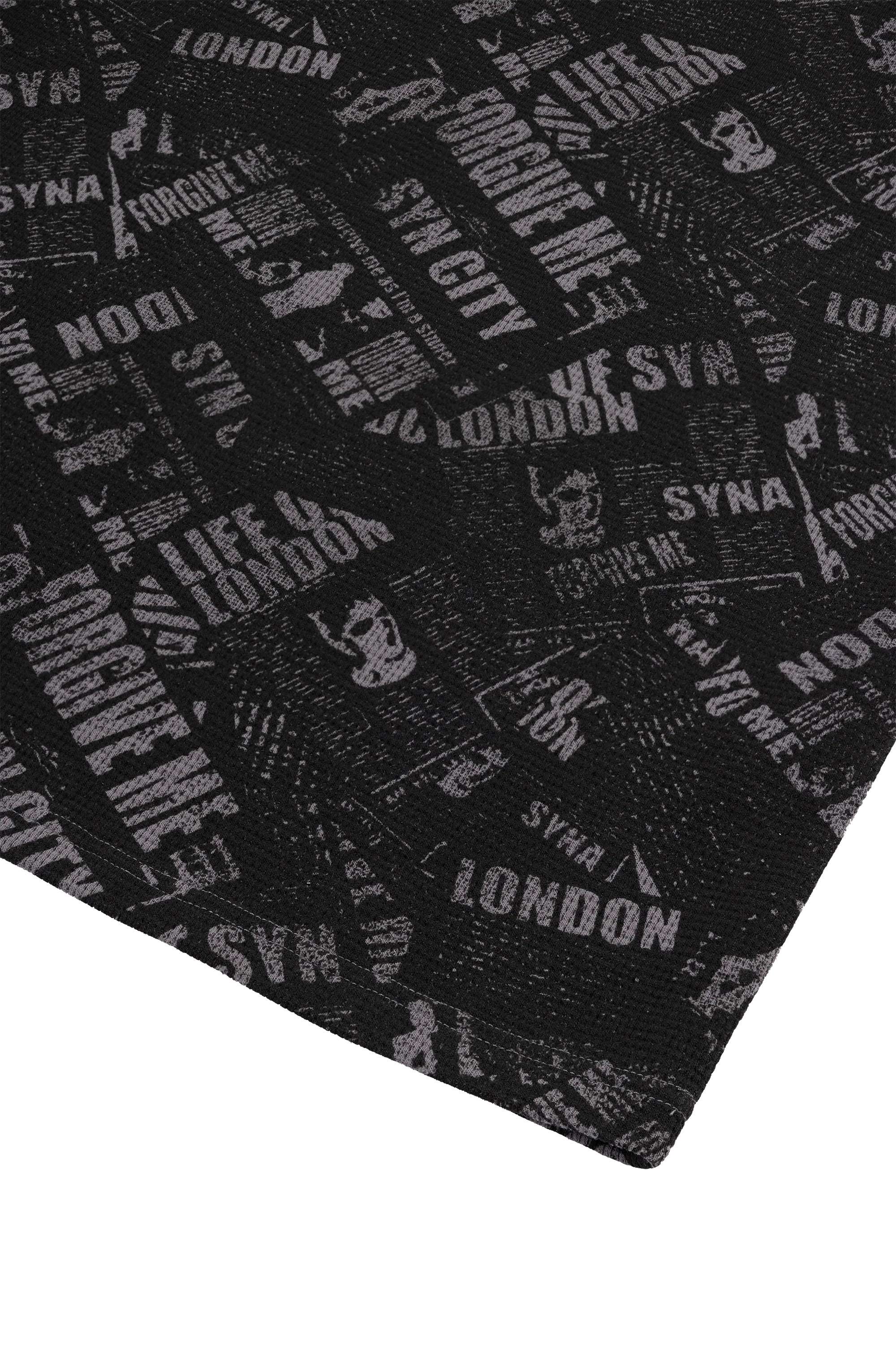 NEWSPAPER WAFFLE LS TEE - BLACK - Image 4