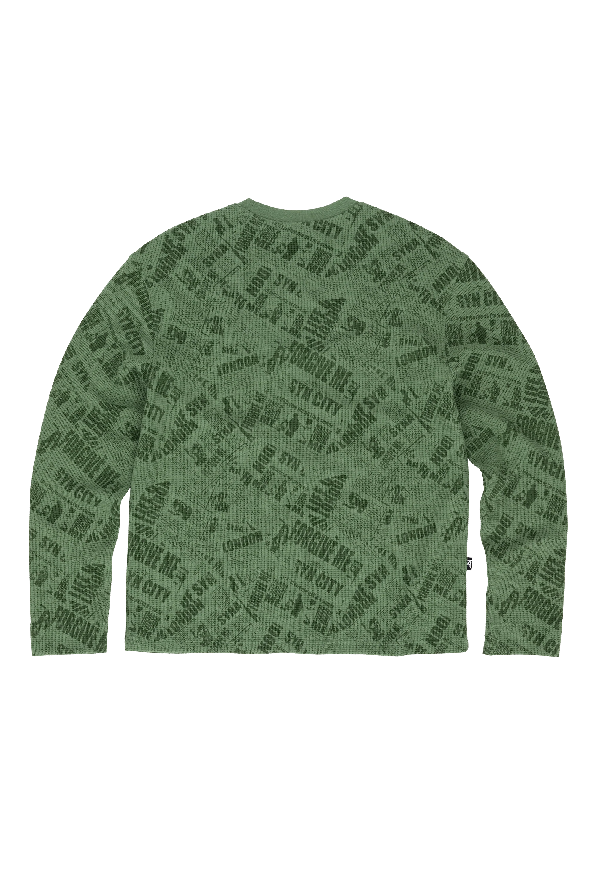 NEWSPAPER WAFFLE LS TEE - GREEN - Image 2