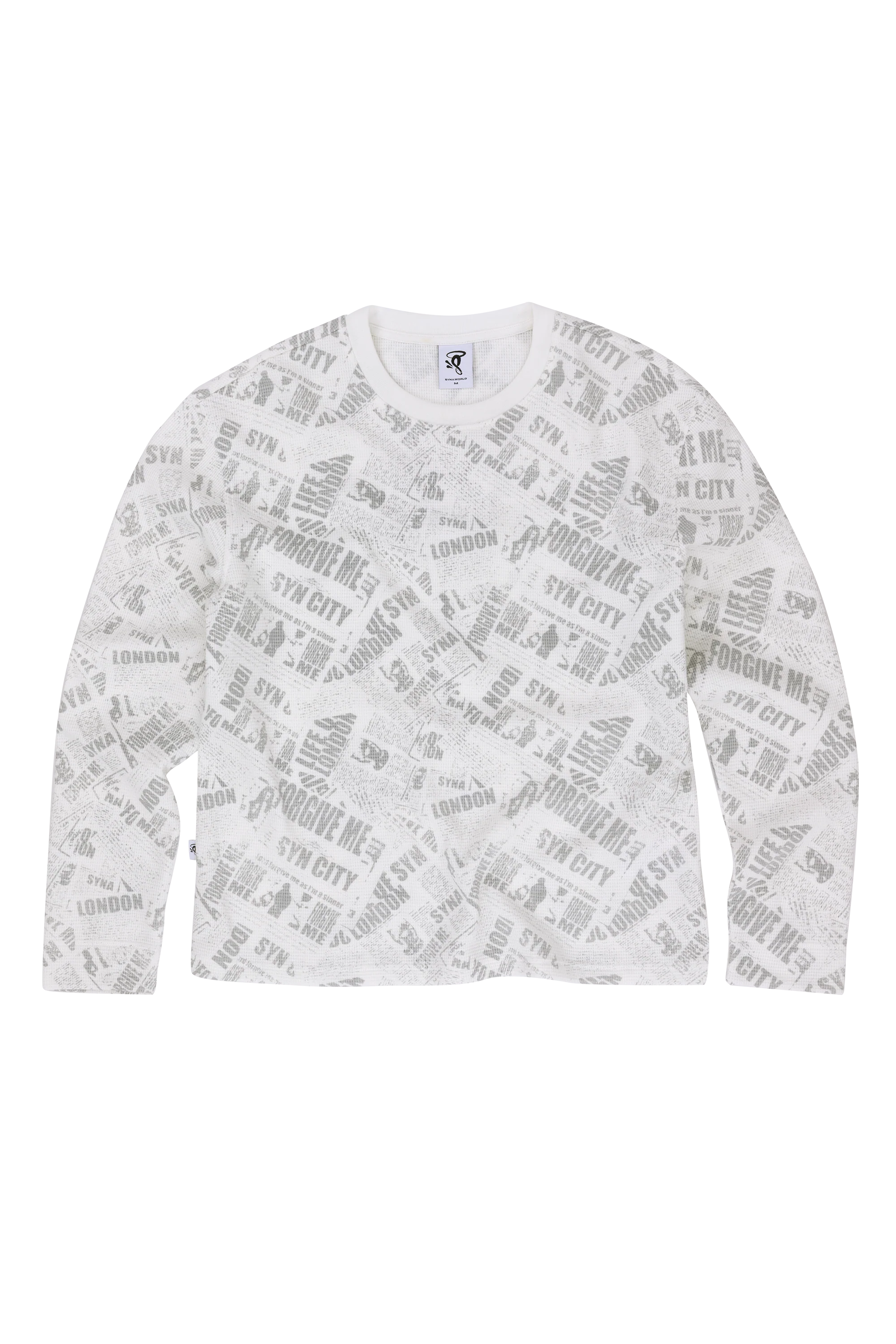 NEWSPAPER WAFFLE LS TEE - WHITE
