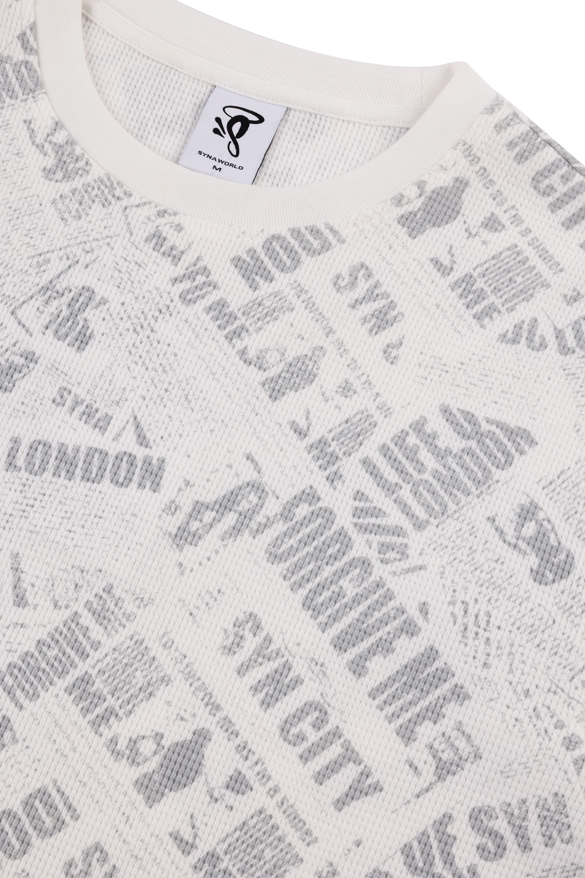 NEWSPAPER WAFFLE LS TEE - WHITE - Image 3